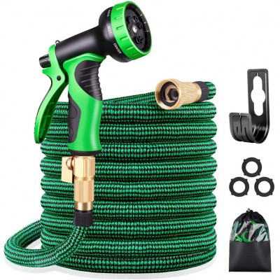 Double Latex 50ft 75ft 100ft Flexible Hydraulic Hose, Expandable Garden Hose, Water Hose Pipe with 3/4' Brass Fittings